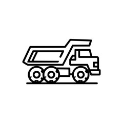 Fototapeta premium Dump truck vector illustration, construction vehicle, heavy equipment, transportation, line art, icon design