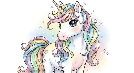 Colorful cartoon unicorn illustration