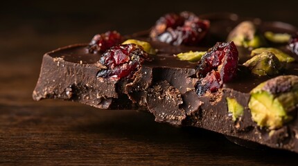 Dark Chocolate Bark with Cranberries and Pistachios