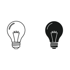 Duo of light bulbs one outline and one solid silhouette