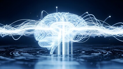 Digital brain with glowing connections, representing artificial intelligence and neural networks.