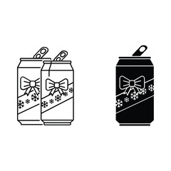 Christmas holiday soda cans with bows and snowflakes