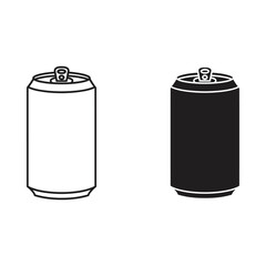 Two beverage cans one white outline one black silhouette