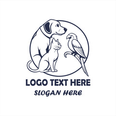 Dog Cat and Bird Pet Care Logo Vector for Veterinary Clinic, Animal Hospital and Pet Shop Branding
