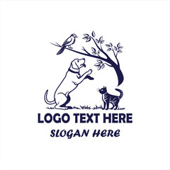 Dog Cat and Bird Pet Care Logo Vector for Veterinary Clinic, Animal Hospital and Pet Shop Branding