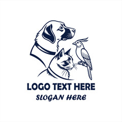 Dog Cat and Bird Pet Care Logo Vector for Veterinary Clinic, Animal Hospital and Pet Shop Branding