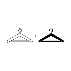 Two hand drawn wooden clothes hangers one light one dark isolated