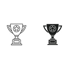 Two trophy icons one outline one solid black silhouette