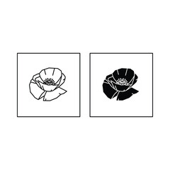 Two contrasting poppy flower illustrations one line art and one silhouette