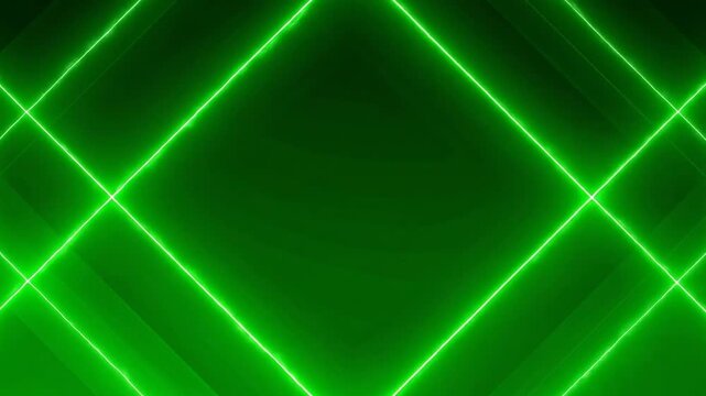 Glowing magenta neon lines form a diamond shape on a gradient green and black background