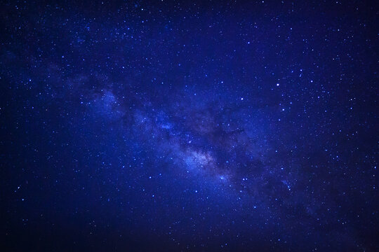 Night sky space background, Starry universe in dark blue sky, Milky way galaxy with stardust field in deep universe