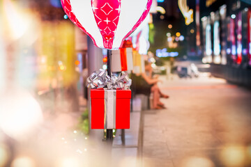 Christmas background and New Year background with gift boxes. Preparation for holidays. Top view with copy space.