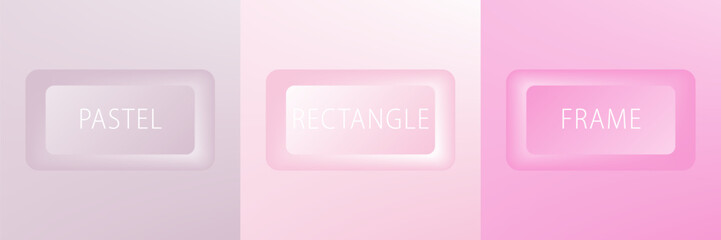 Set of abstract 3D luxry rectangle frame border design. Collection of geometric scene for cosmetic product. Elements for design. Top view of podium or pedestal. EPS10 vector.