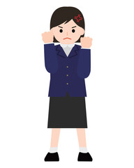 怒って両手を上げる女の子