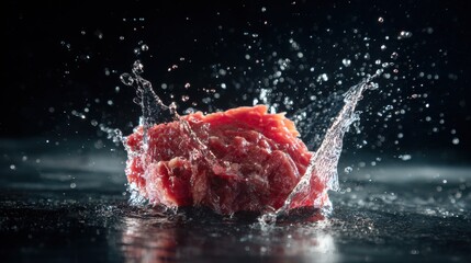 Raw beef with water