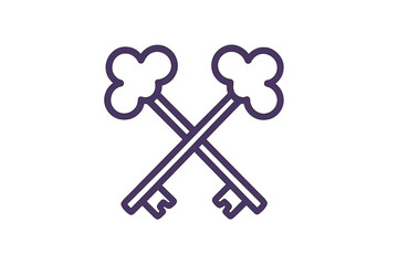Detailed outline drawing of two vintage skeleton keys crossed diagonally, symbolizing security and access