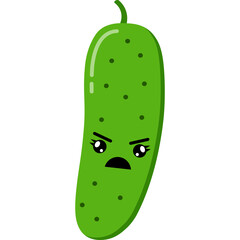 Cute Cartoon Cucumber Character Illustration