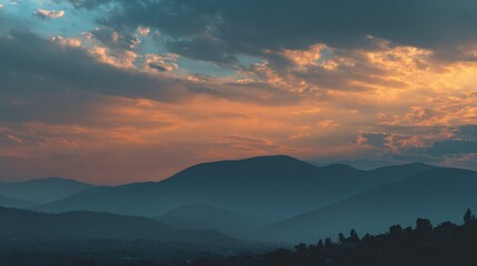 Obraz premium Mountain sunset view