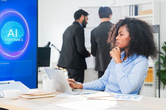 business professional uses an AI-powered assistant and big data analytics on a smartphone to strategize fintech consulting, financial planning, and data-driven investment insights within a modern