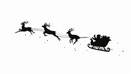 Silhouette of a deer and santa claus stock illustration
