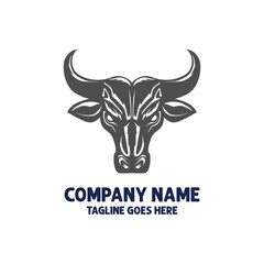 Hipster Rustic Angry Strong Bison Yaks Buffalo Bull Head Face Illustration Template Design