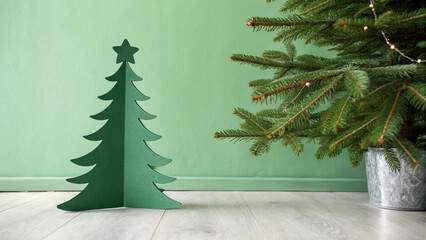 christmas tree on a wooden background