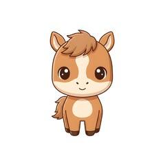 Obraz premium Baby horse standing with soft mane gentle rounded shapes and sweet kawai style cut kawai images jpg
