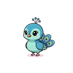 Baby peacock with small tail feathers soft rounded body and elegant kawai style cut kawai images jpg