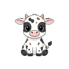Cute baby cow with tiny spots soft rounded shapes and gentle kawai character cut kawai images jpg