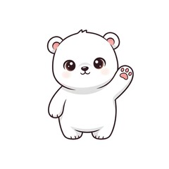 Cute baby polar bear waving with smooth rounded shapes and premium kawai style cut kawai images jpg