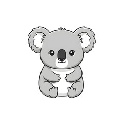 Small koala hugging branch with clean soft rounded shapes and kawai expression cut kawai images jpg