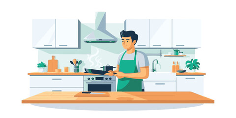 man cooking on kitchen make food