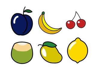 Tropical and Fresh Fruit Collection Flat Line Design