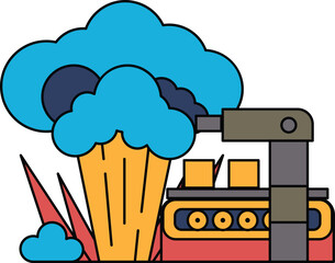 A black and white drawing of a machine that is processing broccoli