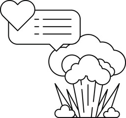 A black and white drawing of a cloud with a heart in the middle