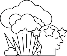 A cartoon of a person with a star on their head