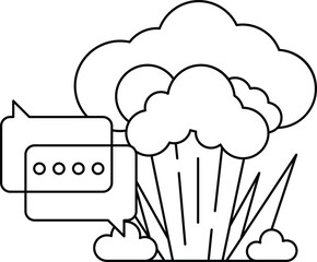 A cartoon of a cloud with a speech bubble that says 