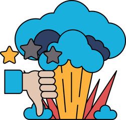 A hand is holding a star and a star is above it