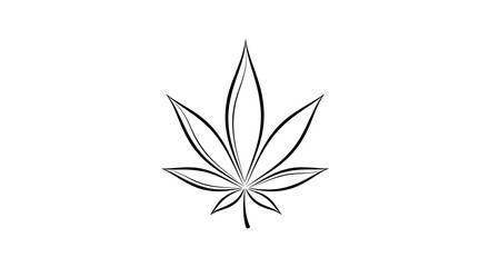 Minimal cannabis leaf line art illustration