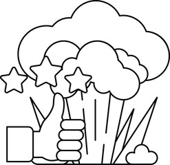 A hand giving a thumbs up to a cloud of broccoli