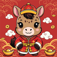 Cheerful Chibi Horse – Perfect for Spring Festival