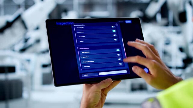 Factory Worker Using Tablet