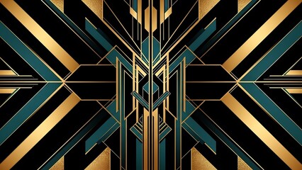 Sophisticated art deco design with geometric gold and teal accents for stunning invitations and upscale branding with a classic luxury feel