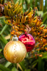 Christmas in the southern hemisphere - outdoor decorations for camping at a New Zealand beach