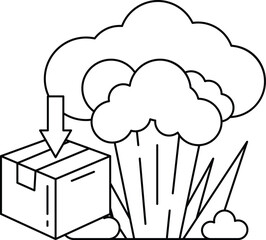A box is being opened and a cloud of broccoli is being released