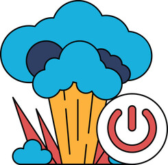A white and black drawing of a cloud with a mushroom on top