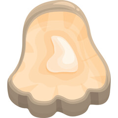 Stylized Illustration of a Single Oyster on a Transparent Background Offering a Smooth Creamy Texture and Pale Yellow Hues Inside a Natural Shell Shape