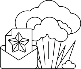 A star is on top of an envelope
