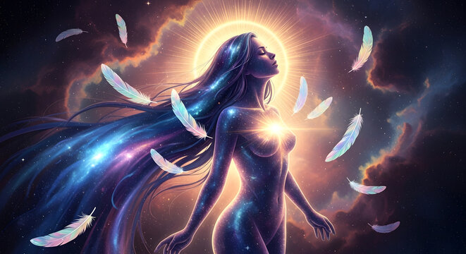&ldquo;Celestial Awakening&rdquo;. Perfect for: Feminine spirituality, divine feminine art
