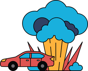 A car is shown in front of a cloud of smoke